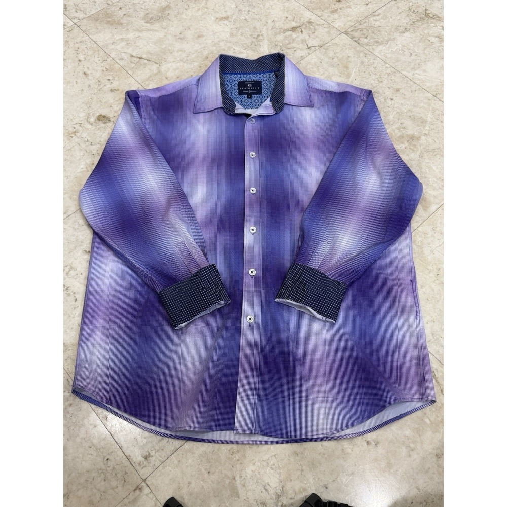 Construct Mens Dress Shirt 4-way Stretch Modern Fit Large Purple Blue